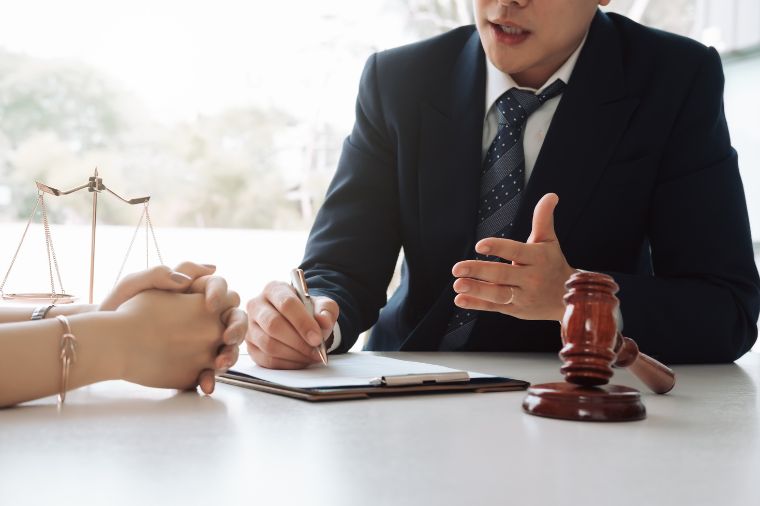 Close up of lawyer meeting with client